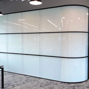 Smart film installed on glass doors