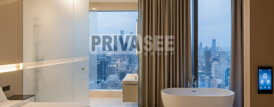 Privacy smart glass installed in a modern office meeting room