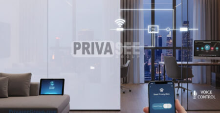 Smart film for windows providing instant privacy in homes and offices
