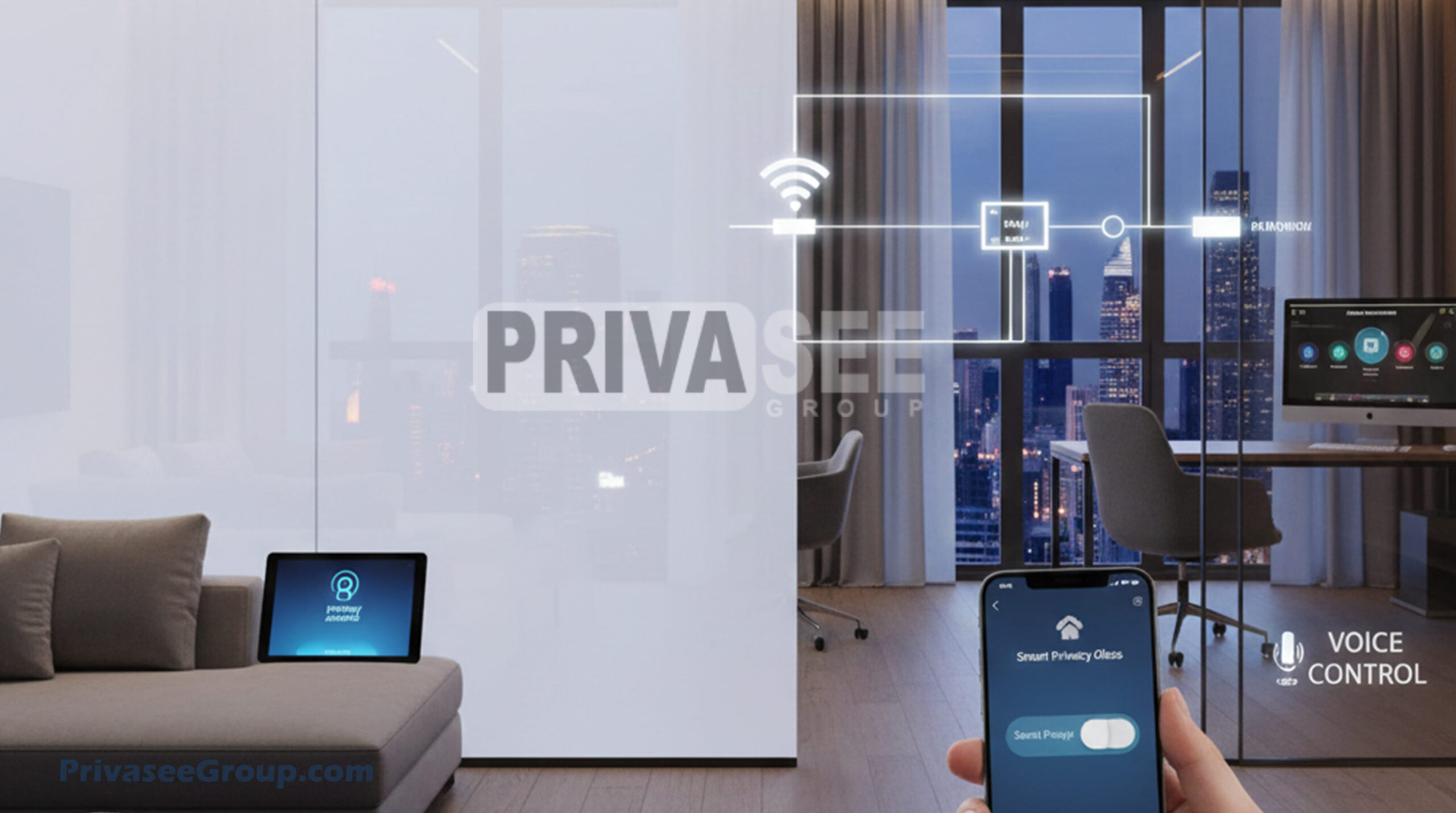 Smart film for windows providing instant privacy in homes and offices
