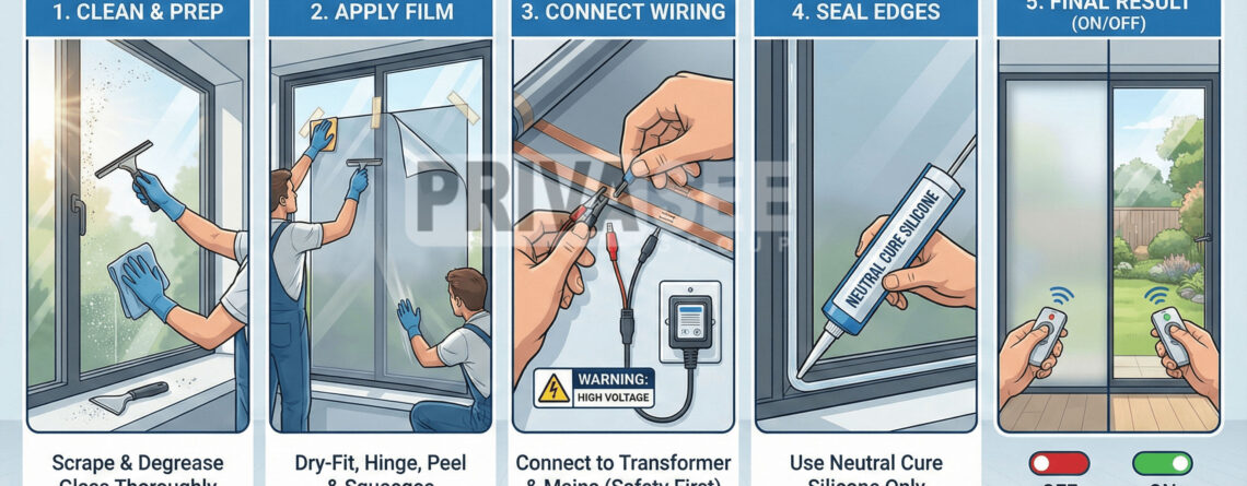 Office glass partition with smart film privacy solution