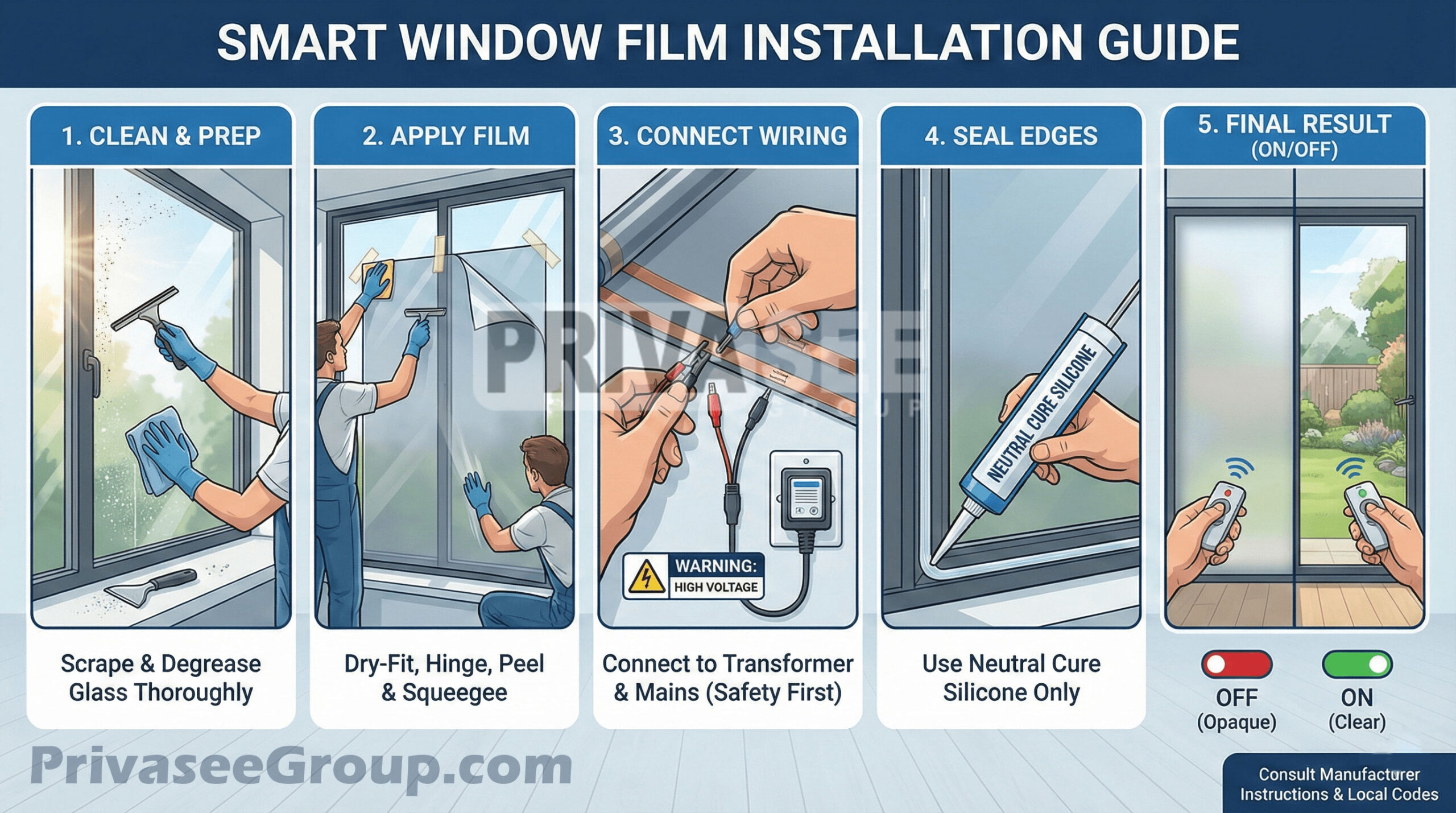 Office glass partition with smart film privacy solution